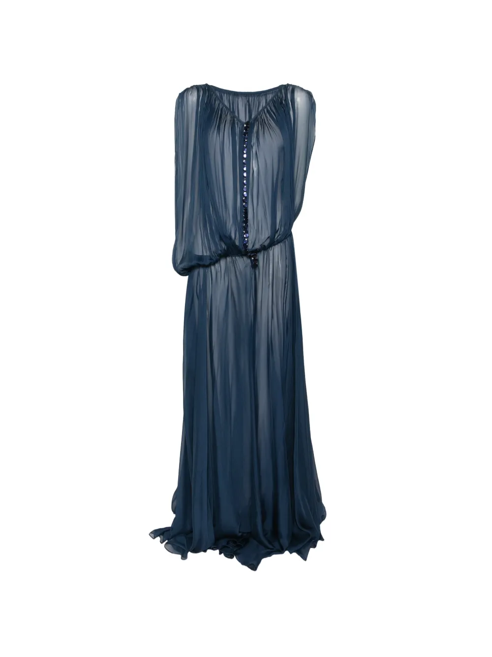 DUNESI sheer button-front dress - Blu