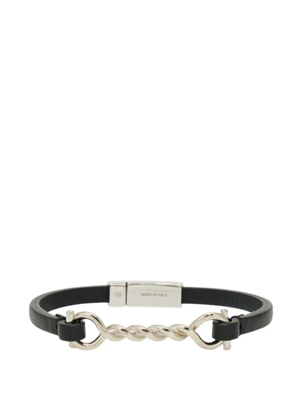 Ferragamo Gancini leather bracelet (18 cm) - Argento
