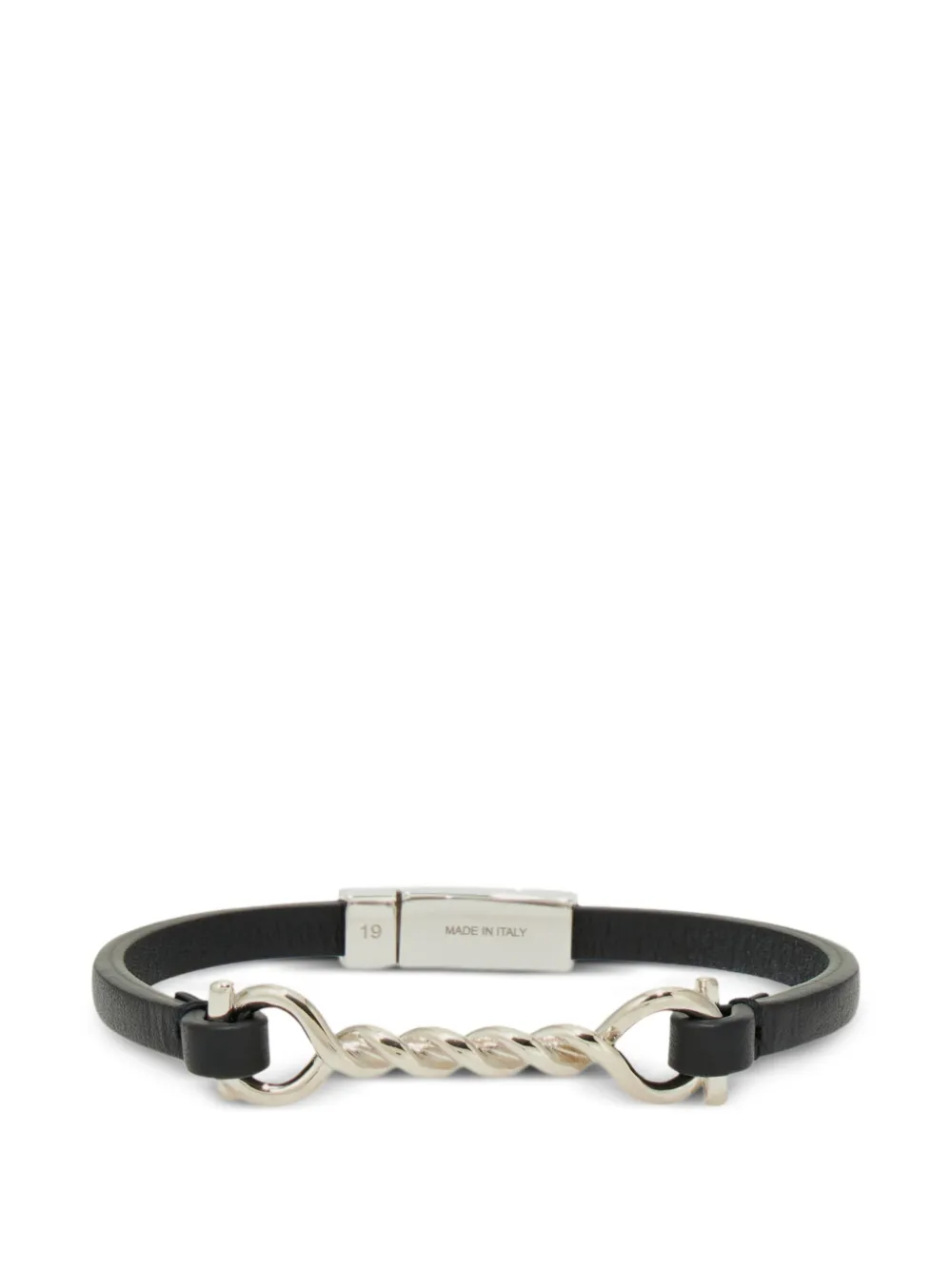 Ferragamo Gancini leather bracelet (18 cm) - Argento