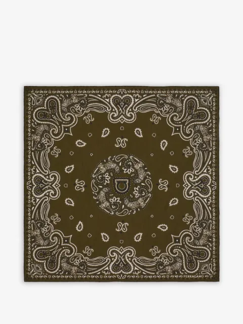 Ferragamo paisley tiger-print scarf
