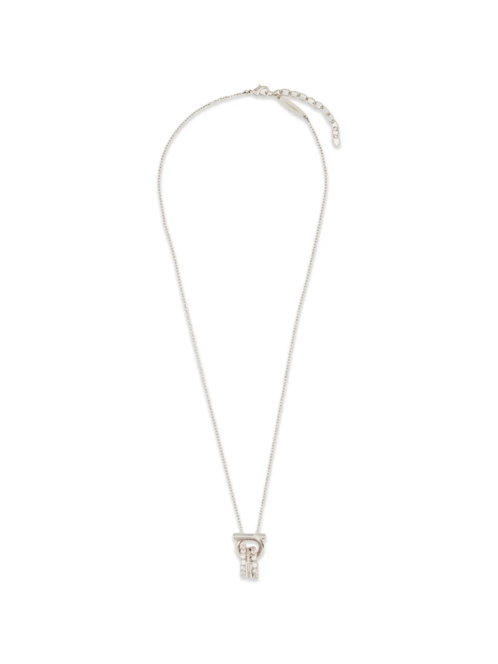 Ferragamo Gancini pendant necklace with crystal rings - Argento
