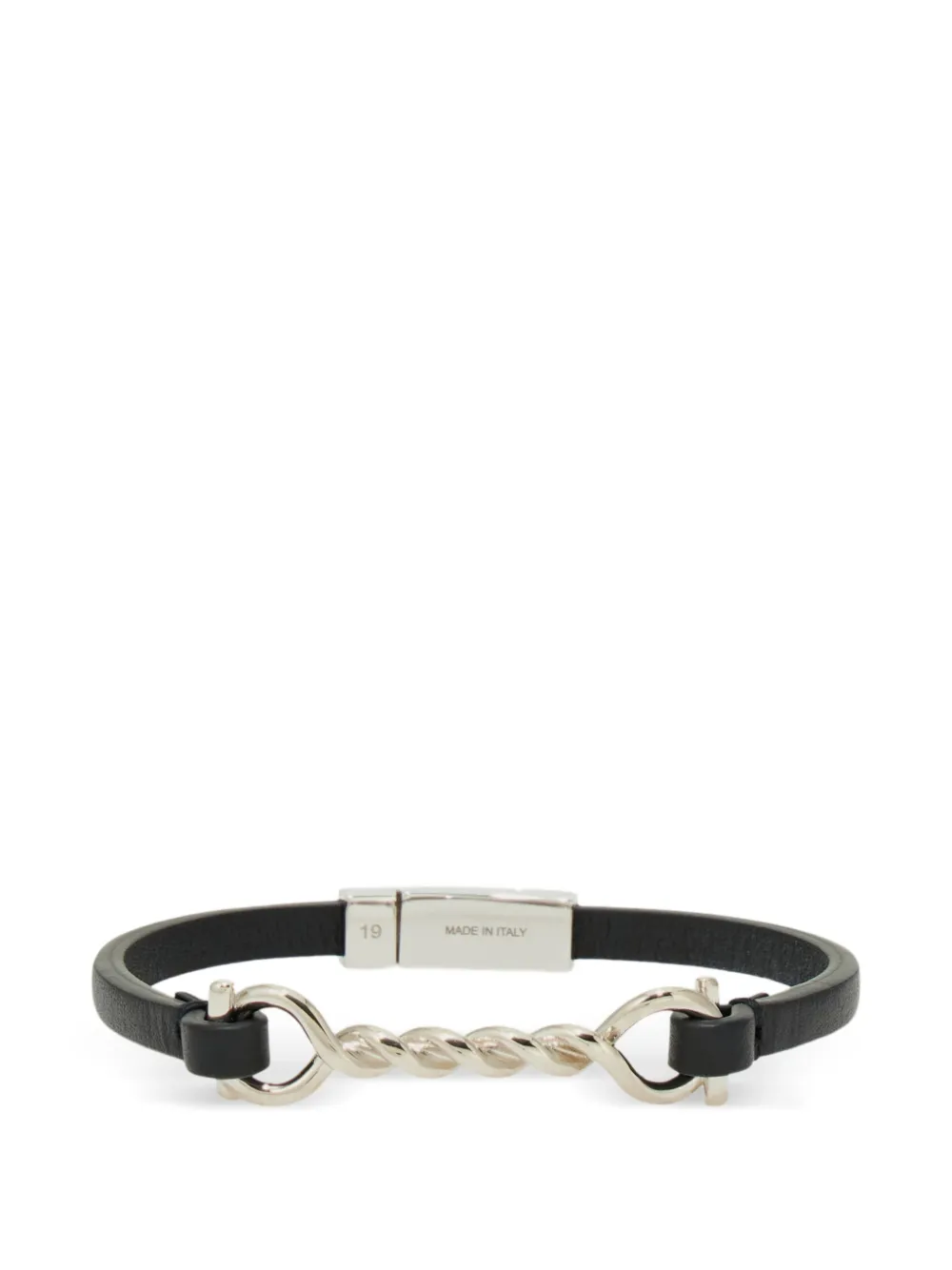 Ferragamo Gancini leather bracelet (20 cm) - Argento