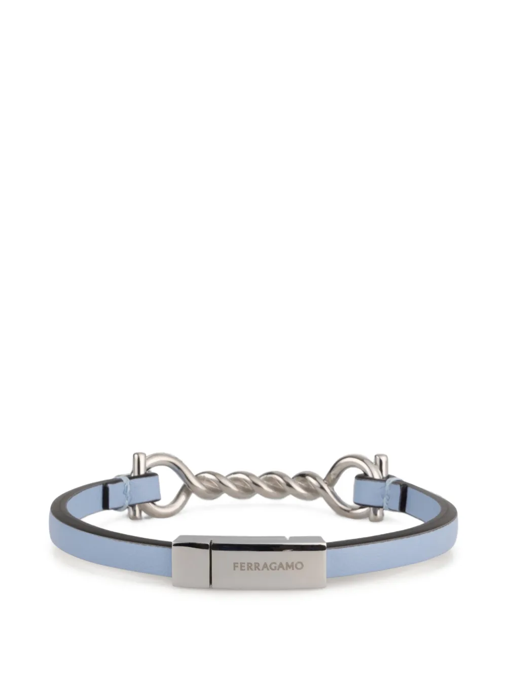 Ferragamo Gancini leather bracelet (20 cm) - Silver