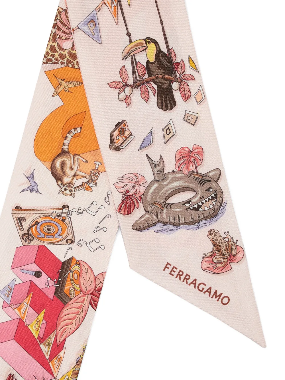 Ferragamo Zijden bandeau met jungleprint Roze