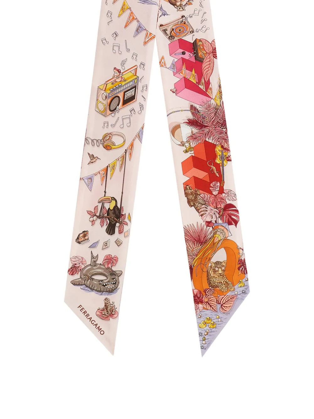 Ferragamo Zijden bandeau met jungleprint Roze