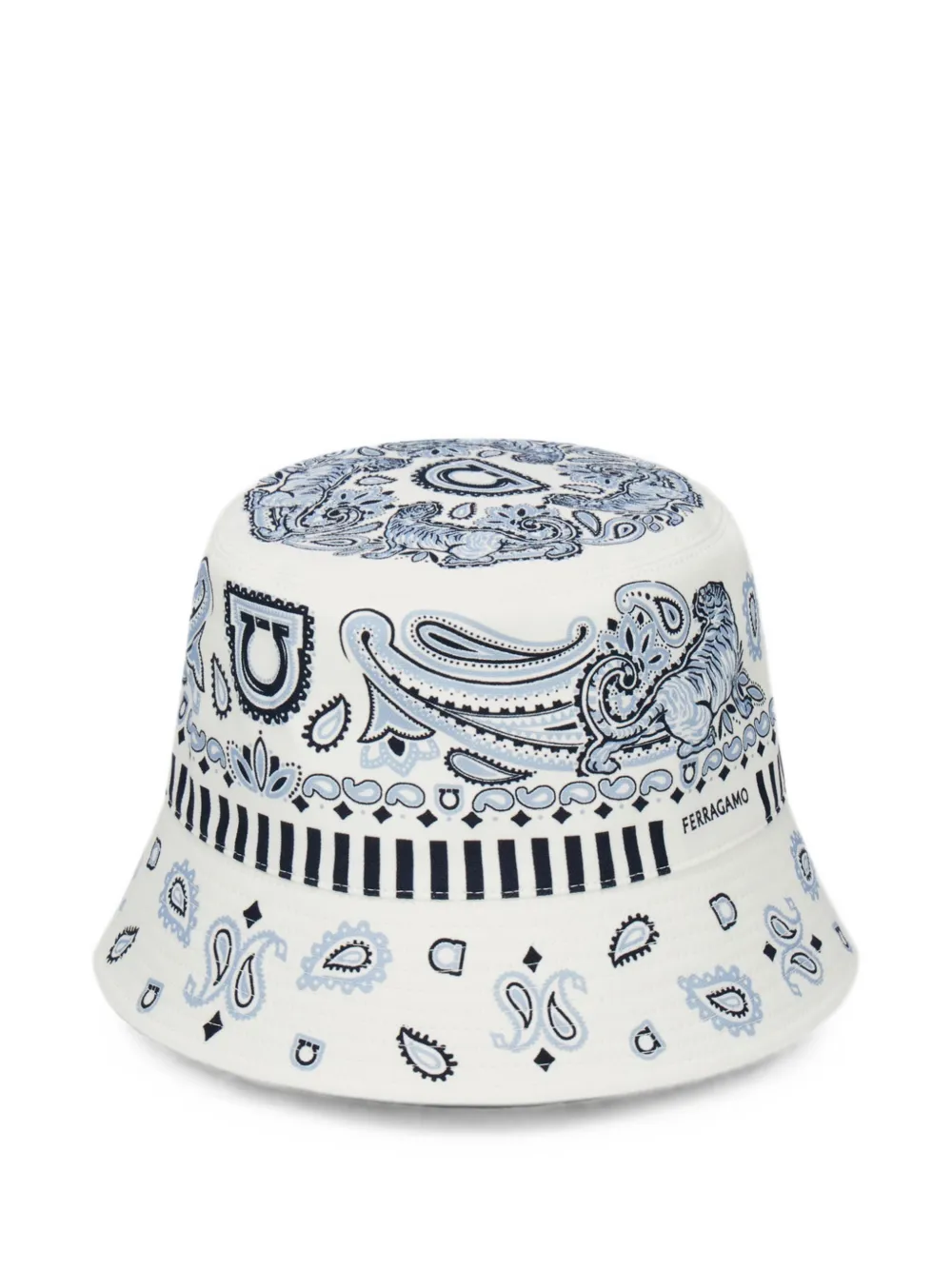 Ferragamo Cloche con stampa Arabesque - Bianco