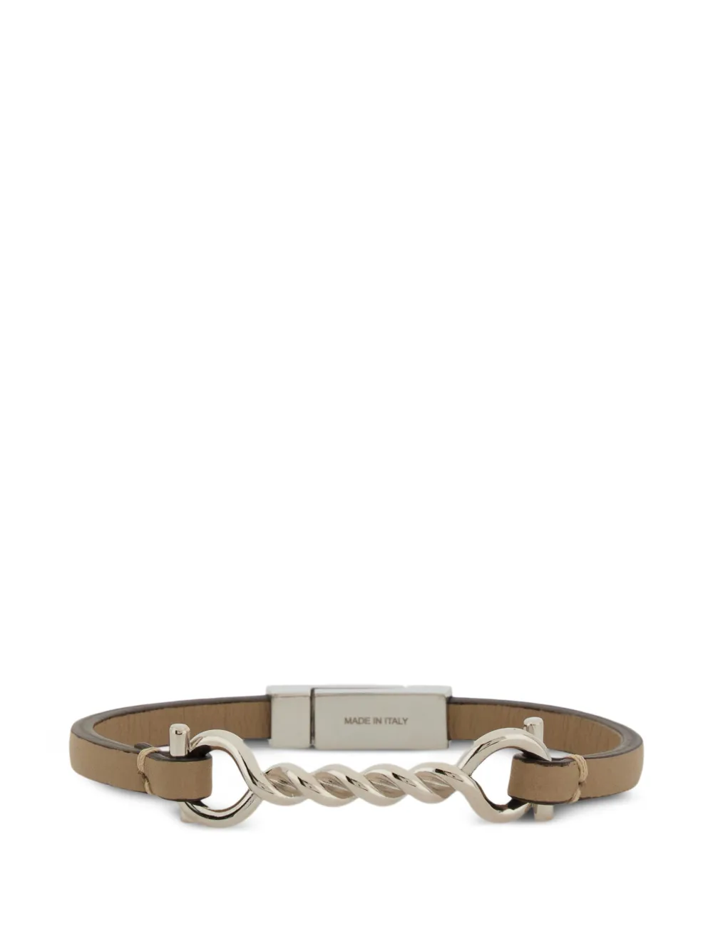 Ferragamo Gancini leather bracelet (20 cm) - Argento
