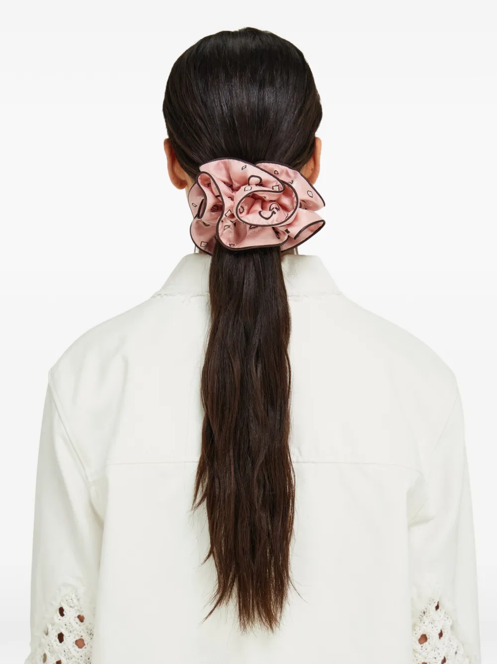 Ferragamo Zijden scrunchie met ganciniprint Roze