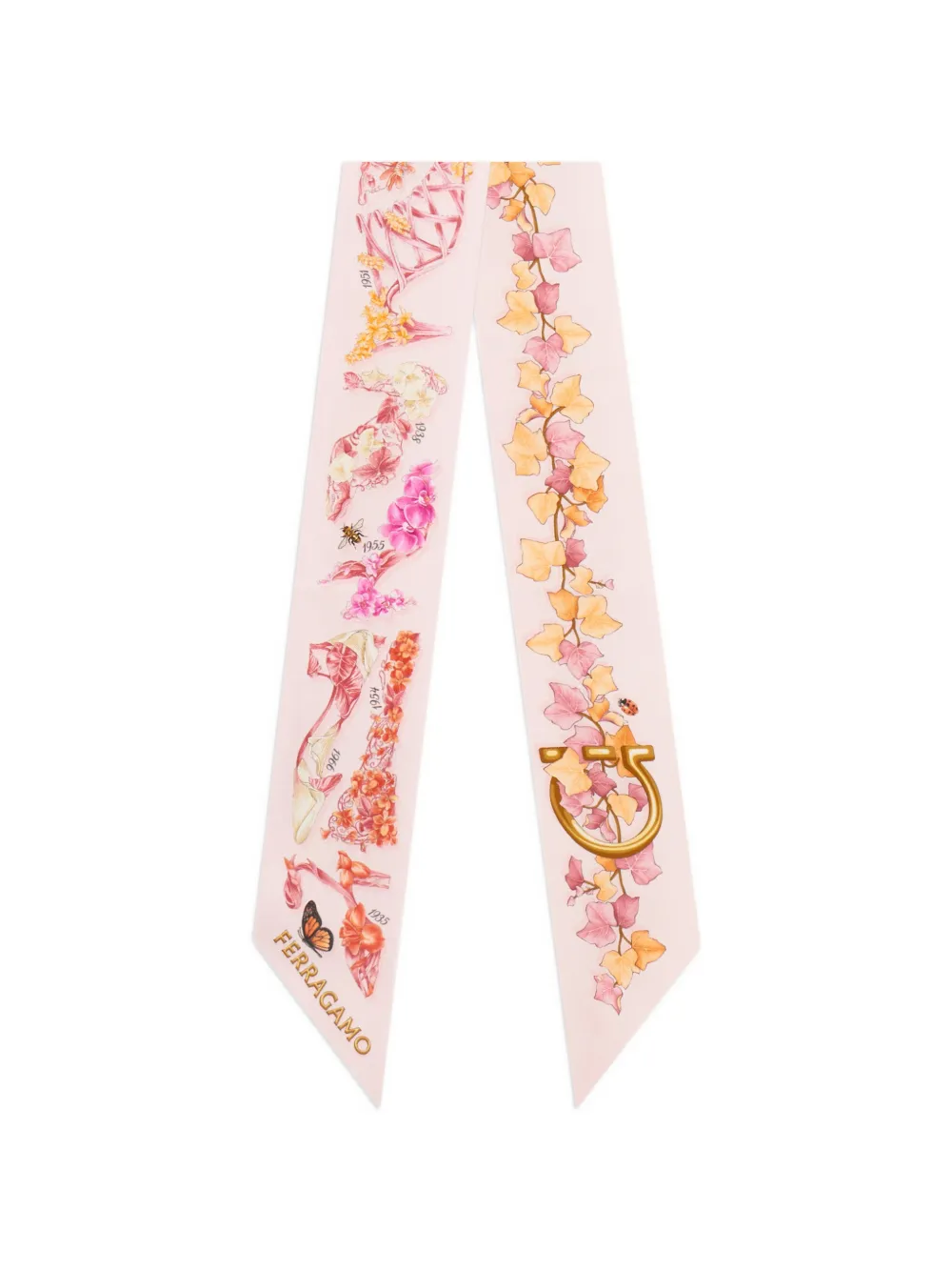 Ferragamo Eden shoes-print silk mini bandeau - Rosa