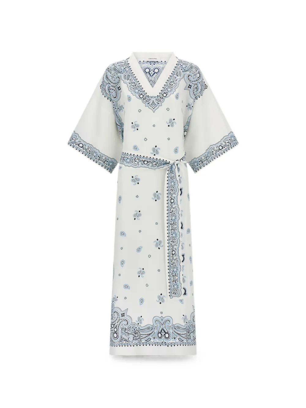 Ferragamo Arabesque-print silk caftan - Weiß