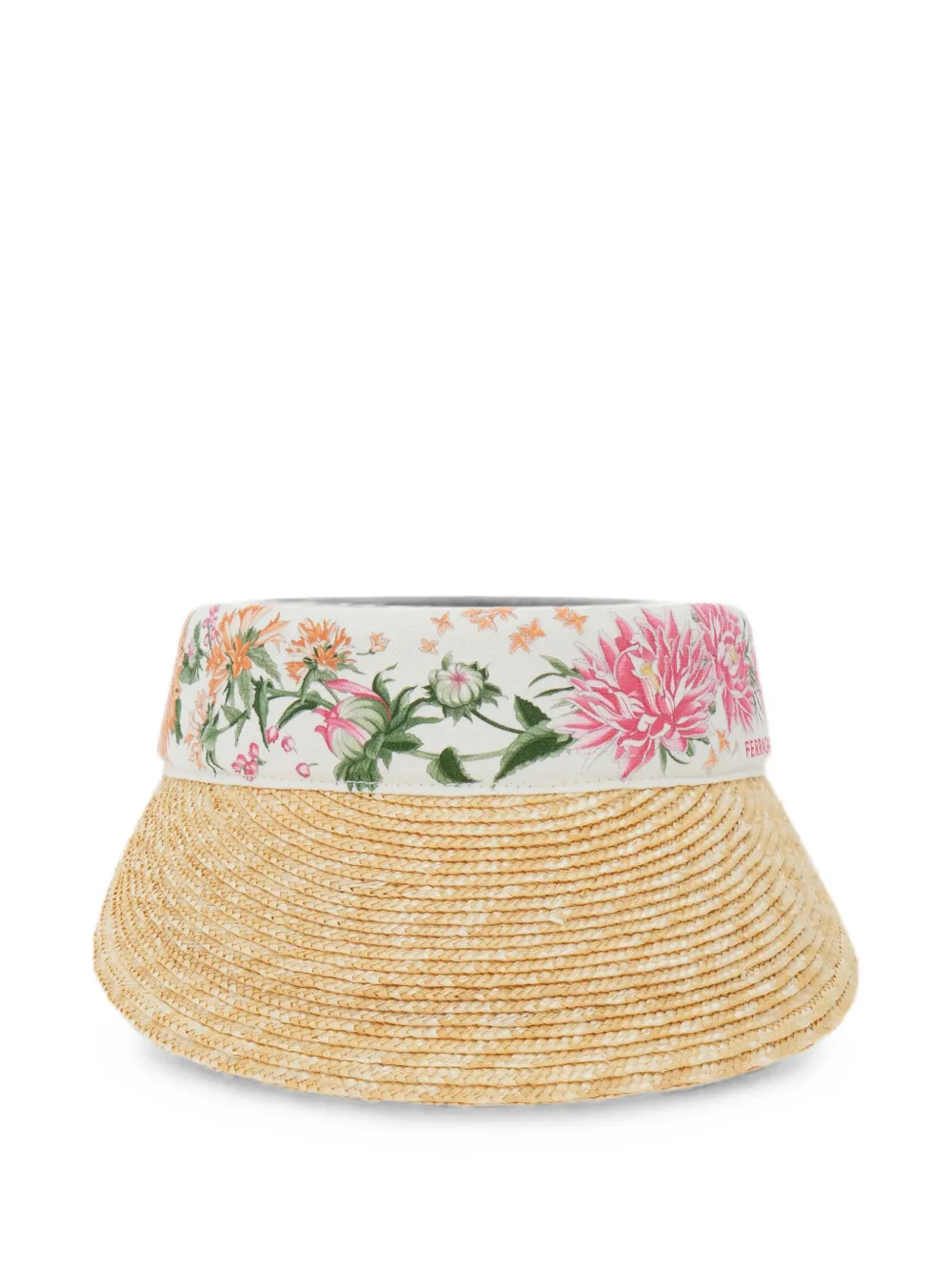Ferragamo Spring-print straw visor - Toni neutri