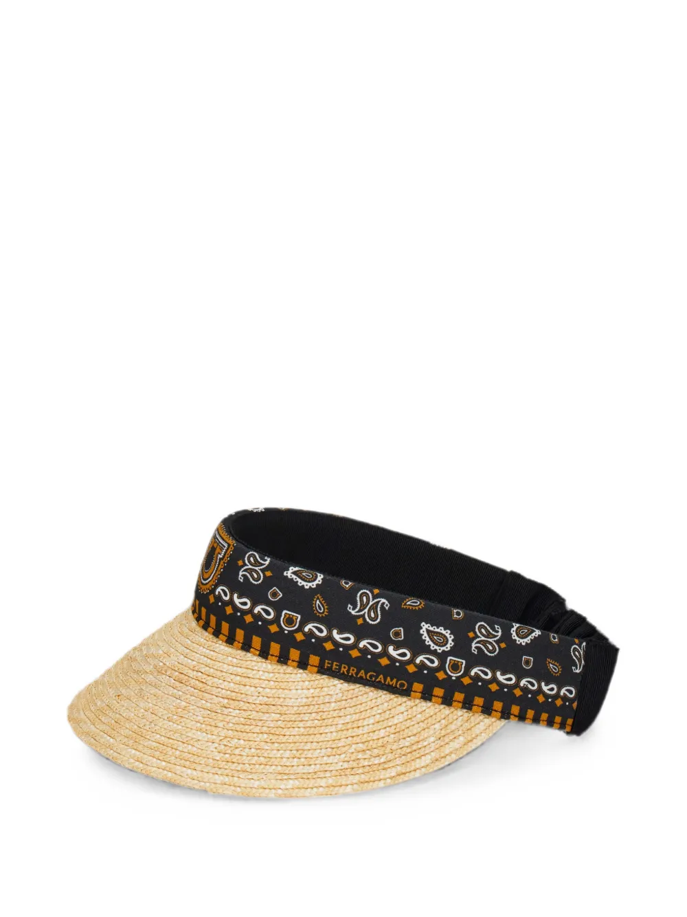 Ferragamo Rieten zonneklep met Arabesque-print Beige