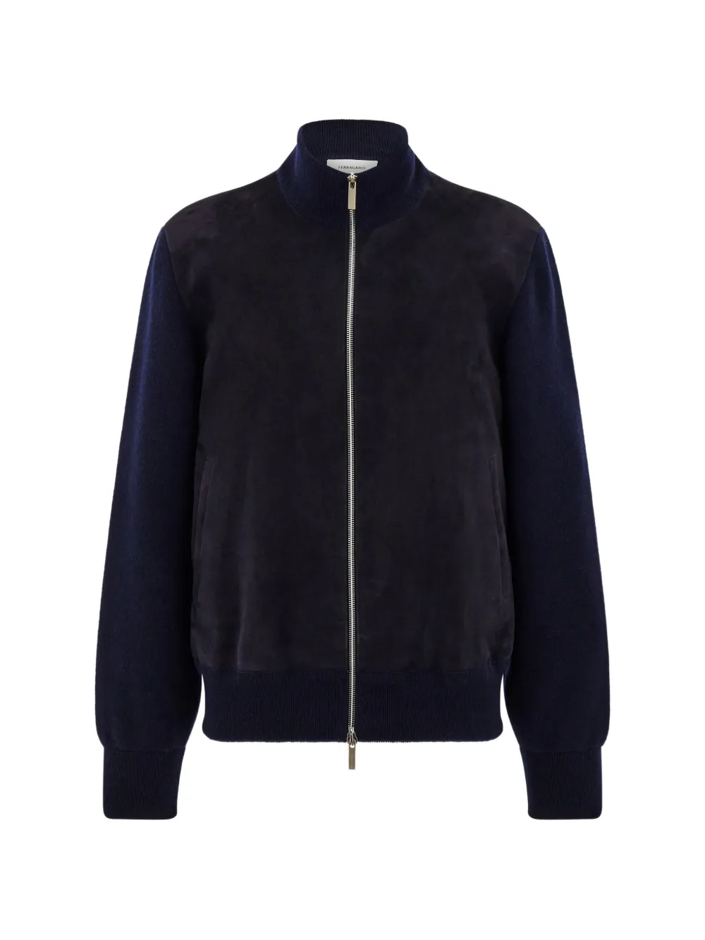 Ferragamo suede blouson with knitted details - Blau