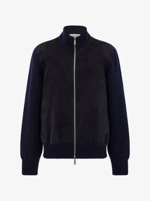 Ferragamo blouson en daim avec détails tricotés