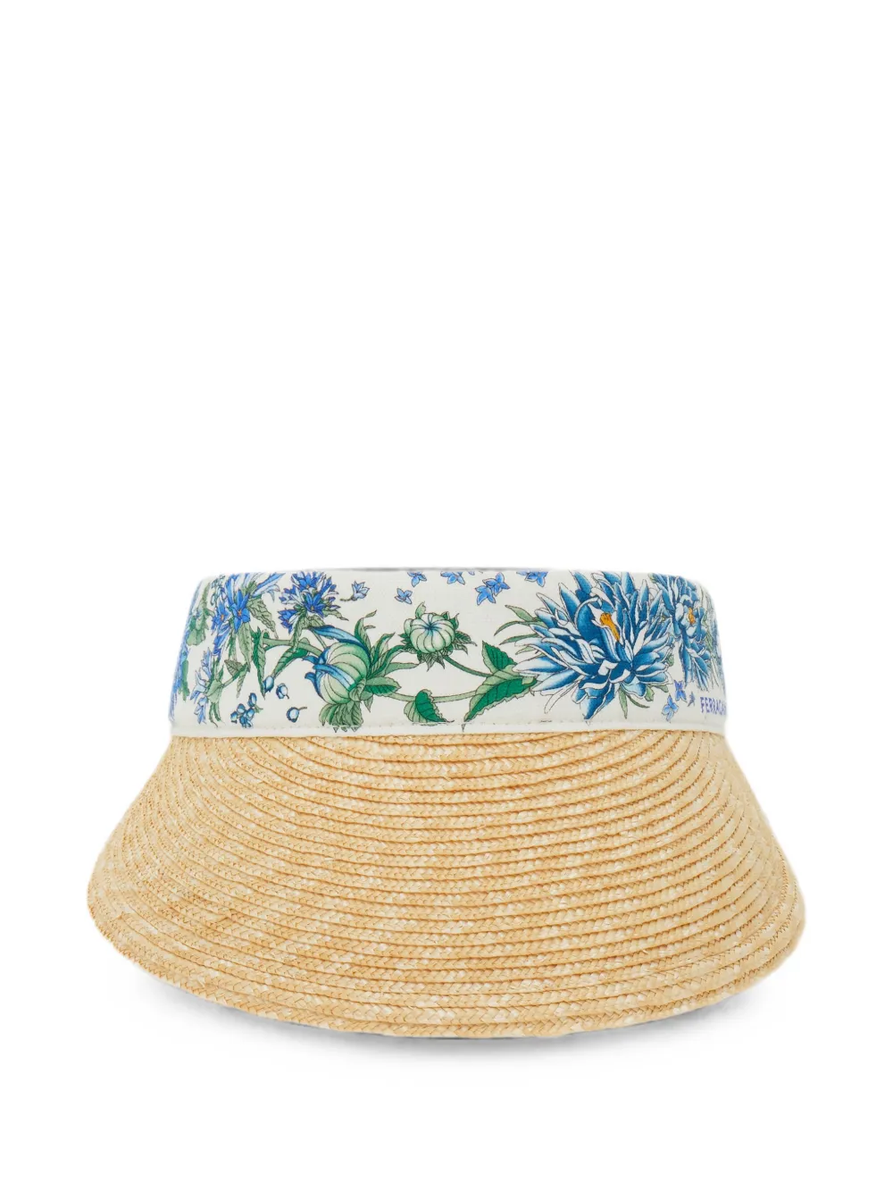 Ferragamo Spring-print straw visor - Toni neutri