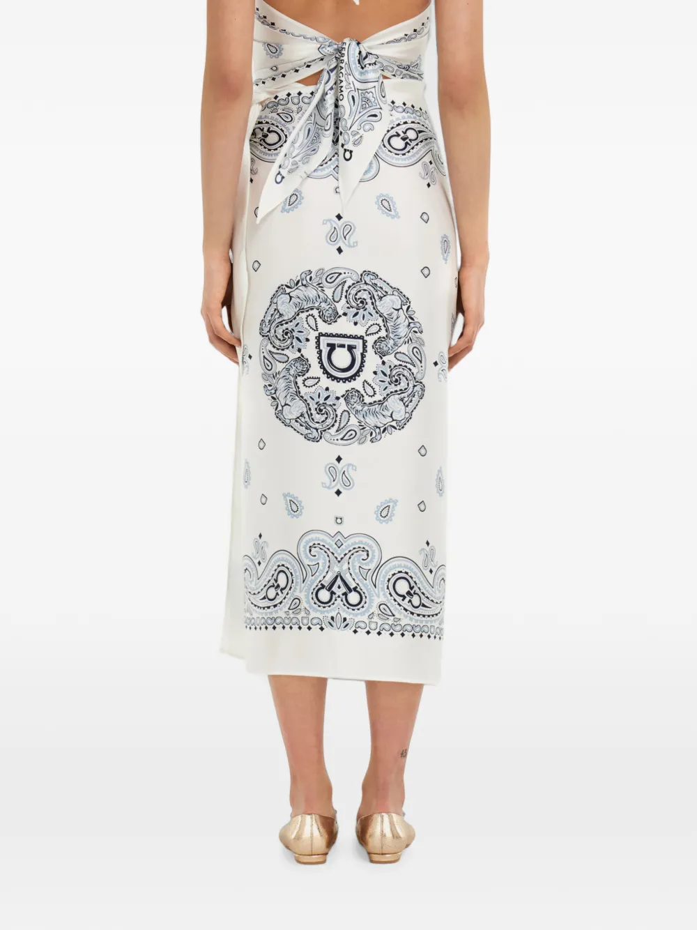 Ferragamo Gancini wikkeldoek met paisley-print Wit