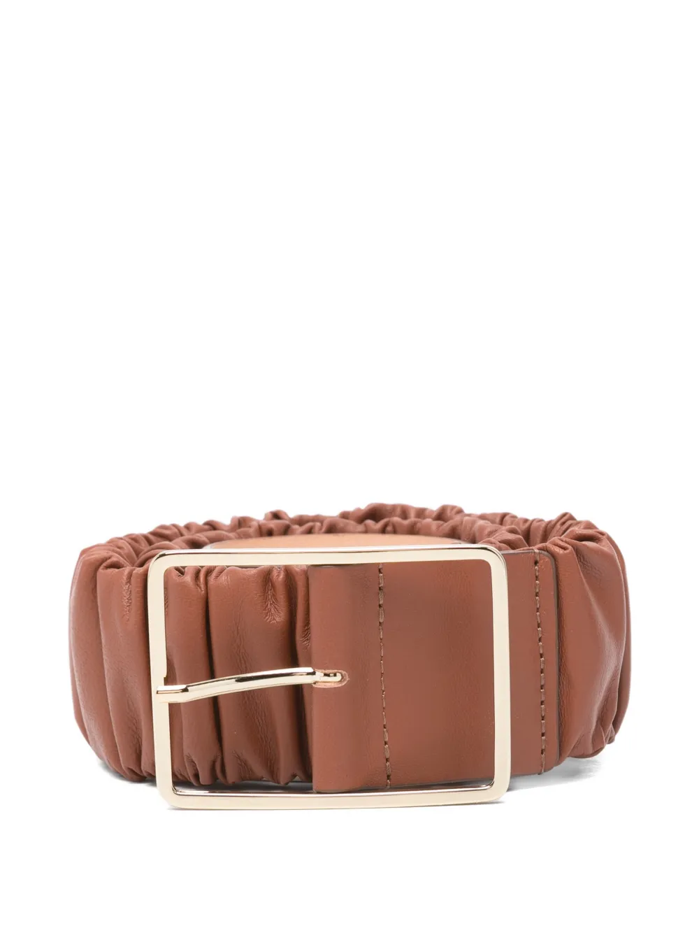 AGL Mabel ruched leather belt - Marrone