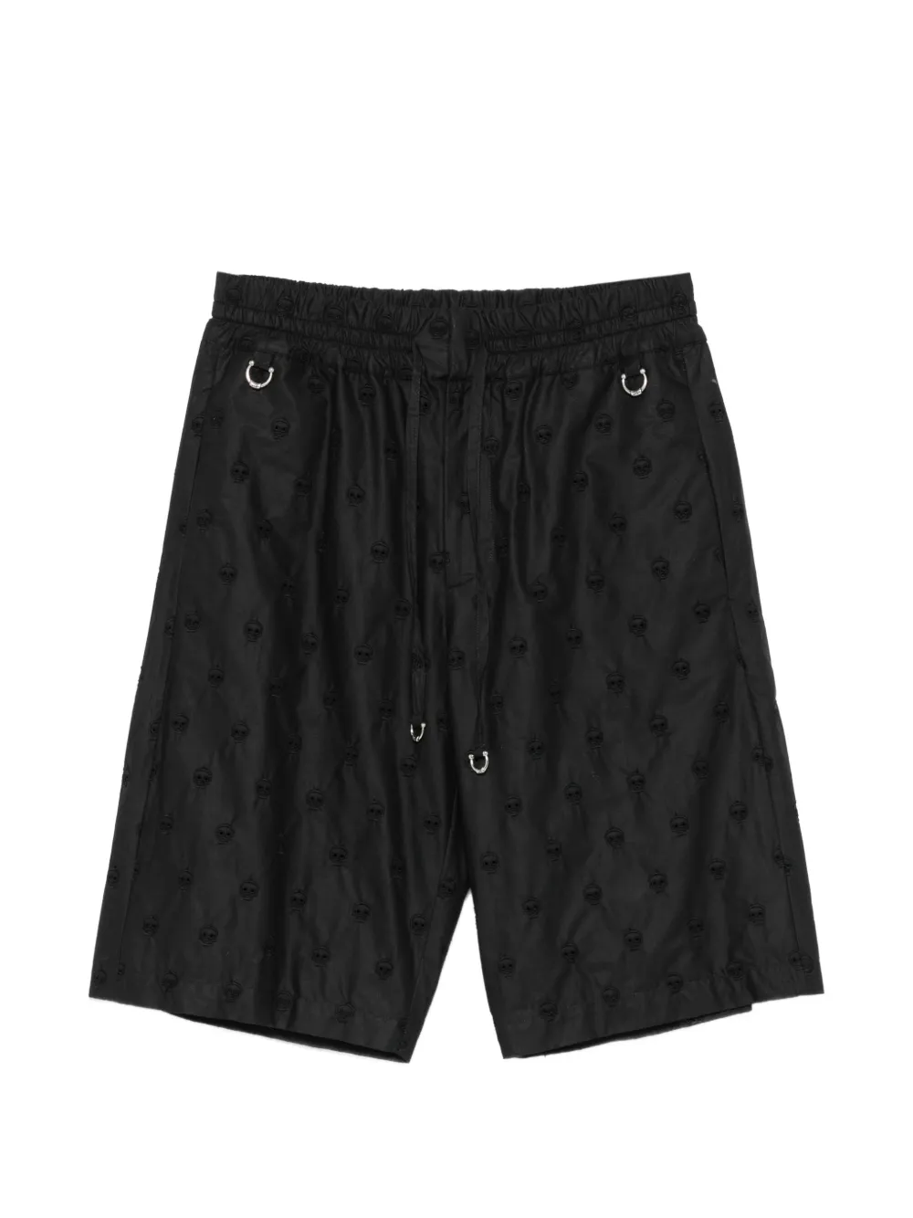 John Richmond skull-embroidered drawstring shorts - Black