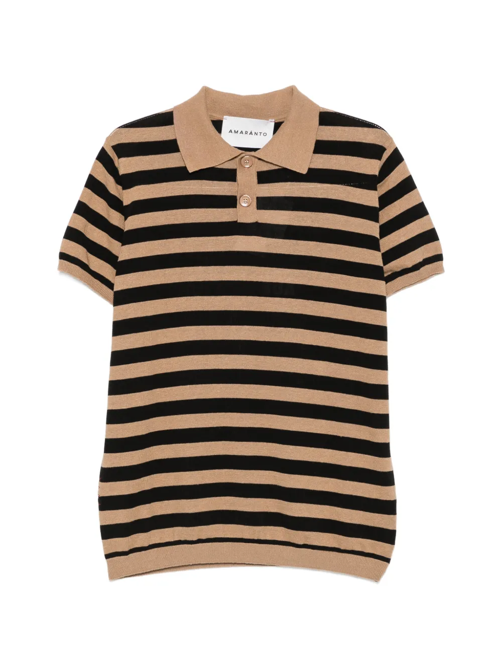 Amaranto Striped Short-sleeve Polo Shirt In Brown