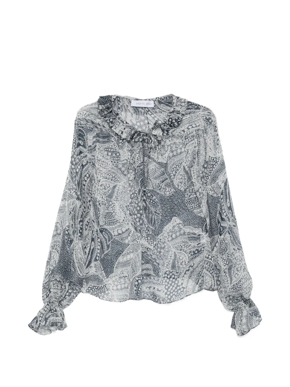 Raquel Diniz Kate print-detail ruffled blouse - Blue