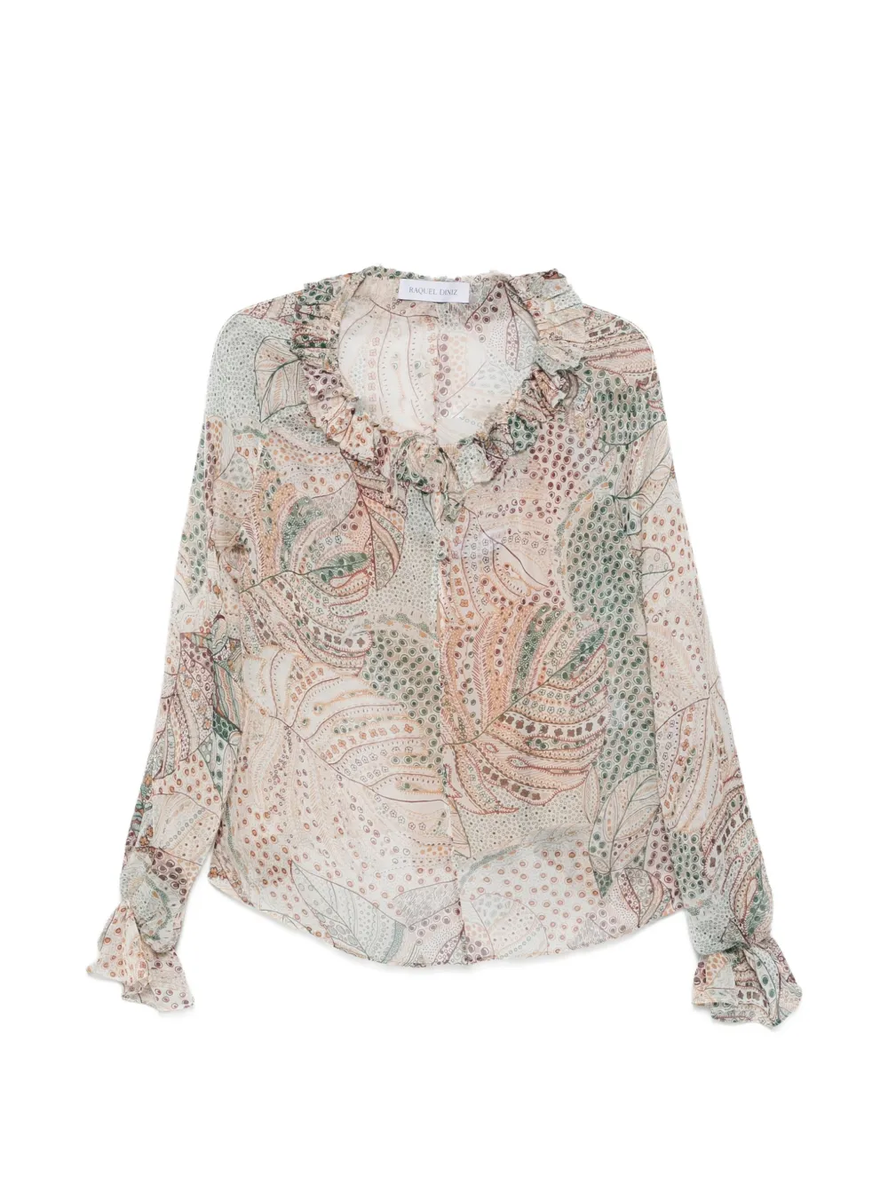Raquel Diniz Kate print-detail ruffled blouse - Toni neutri