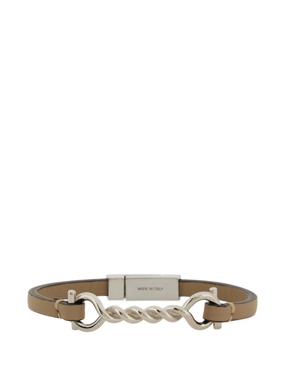 Ferragamo Gancini leather bracelet (18 cm) - Argento