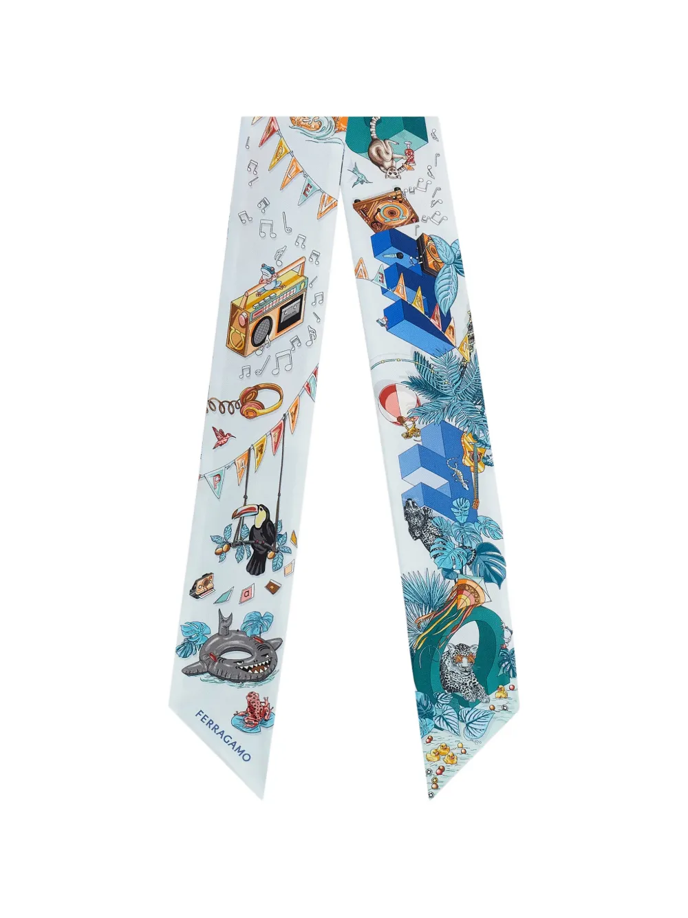 Ferragamo Bandeau met jungleprint Blauw