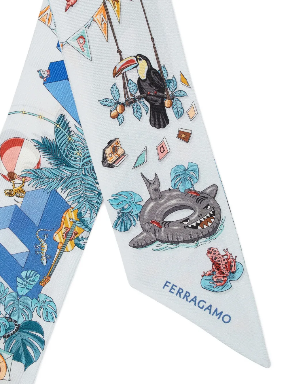 Ferragamo Bandeau met jungleprint Blauw