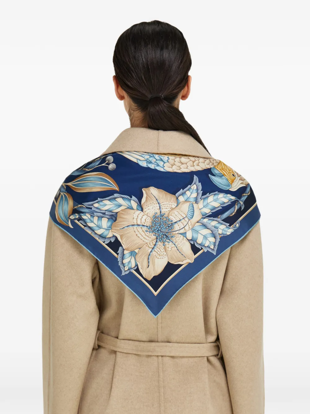 Ferragamo Zijden sjaal met papegaaiprint Blauw