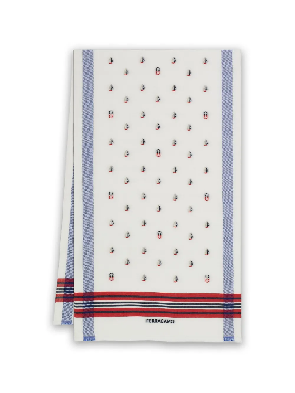 Ferragamo jacquard scarf - White