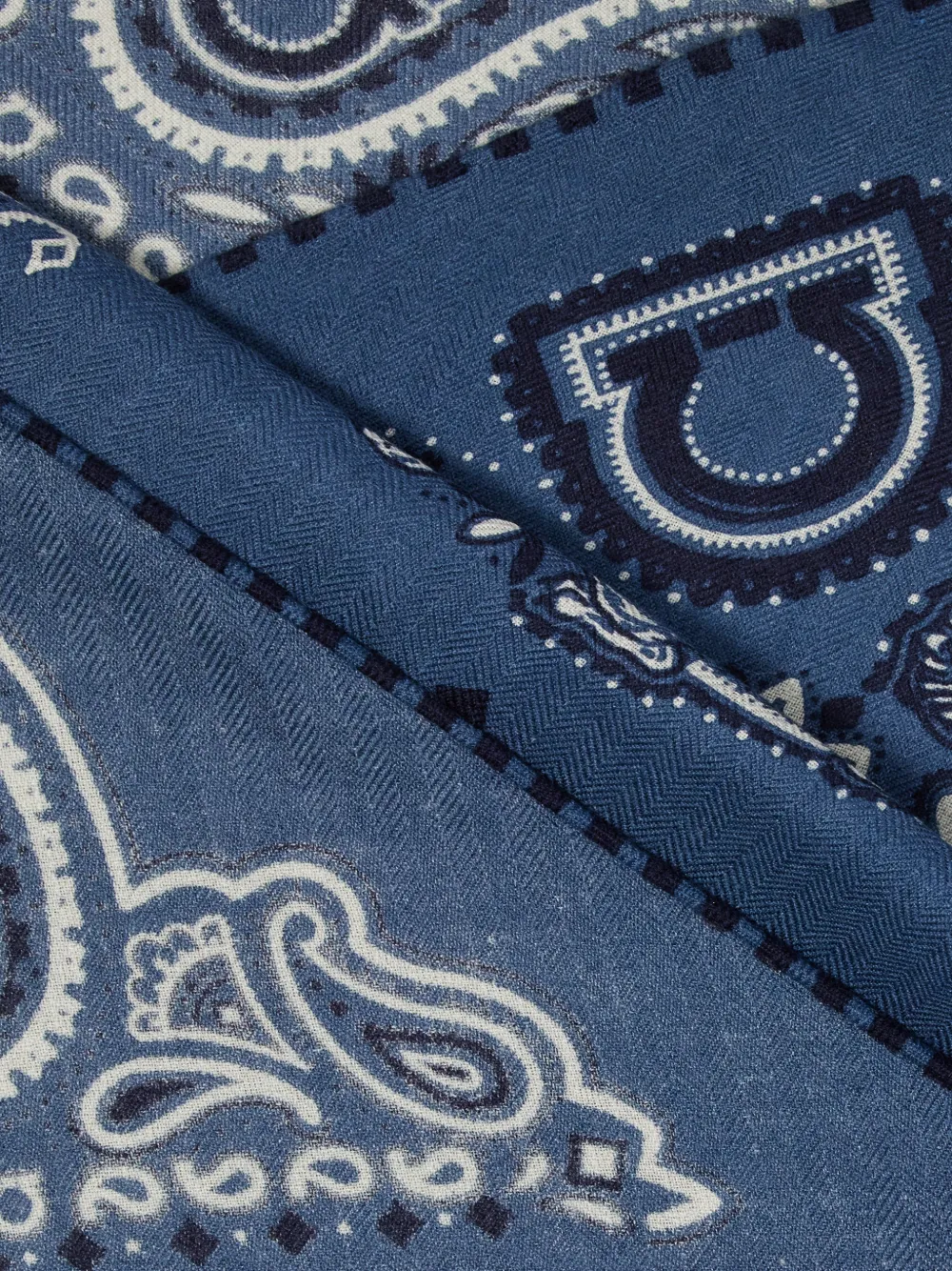 Ferragamo Triangel sjaal met Arabesque-print Blauw