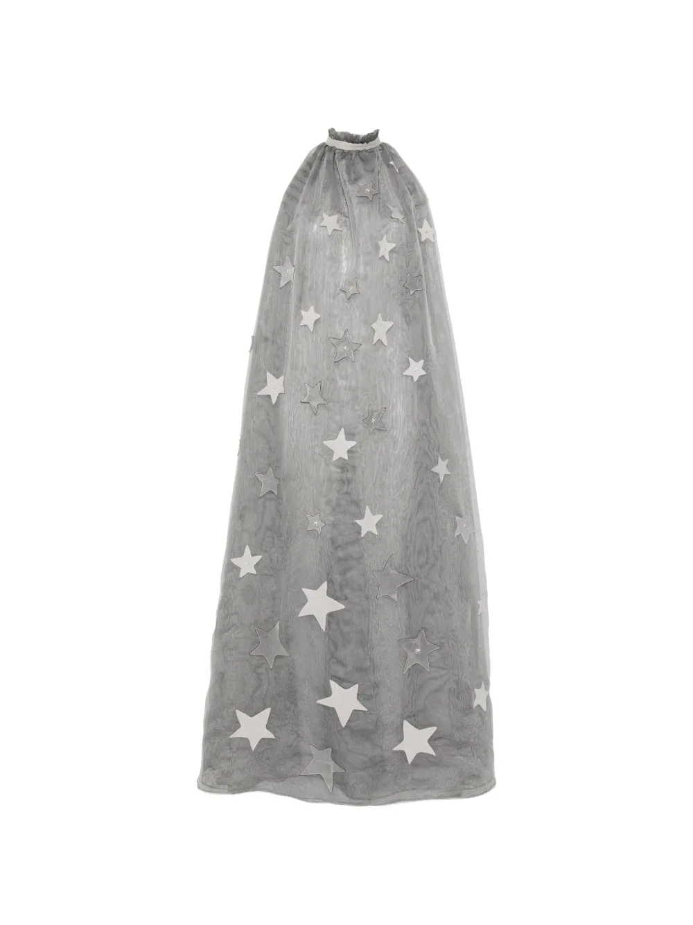 DUNESI Estrella star-patchwork ruffled-neck dress