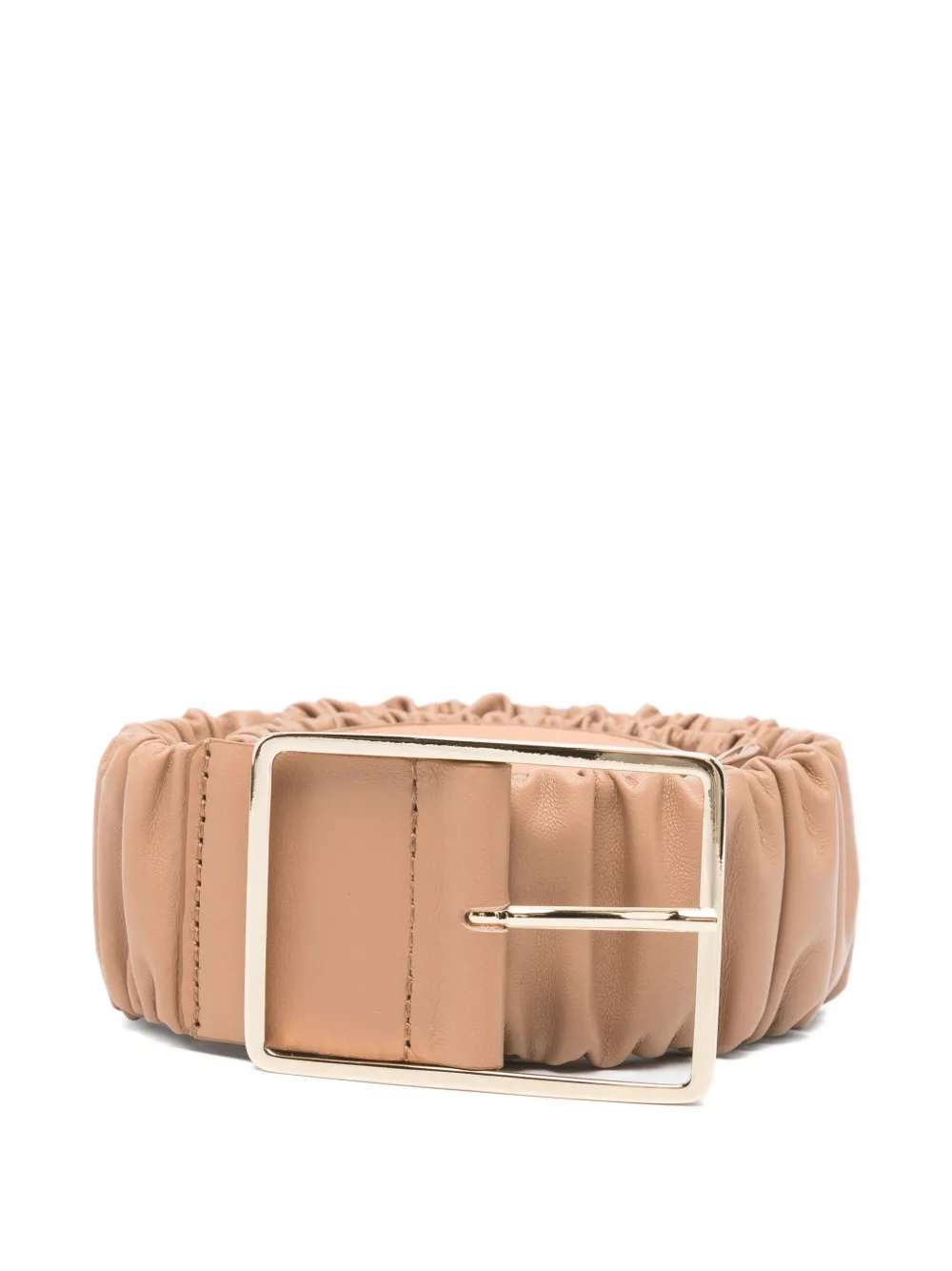 AGL Mabel ruched leather belt - Toni neutri