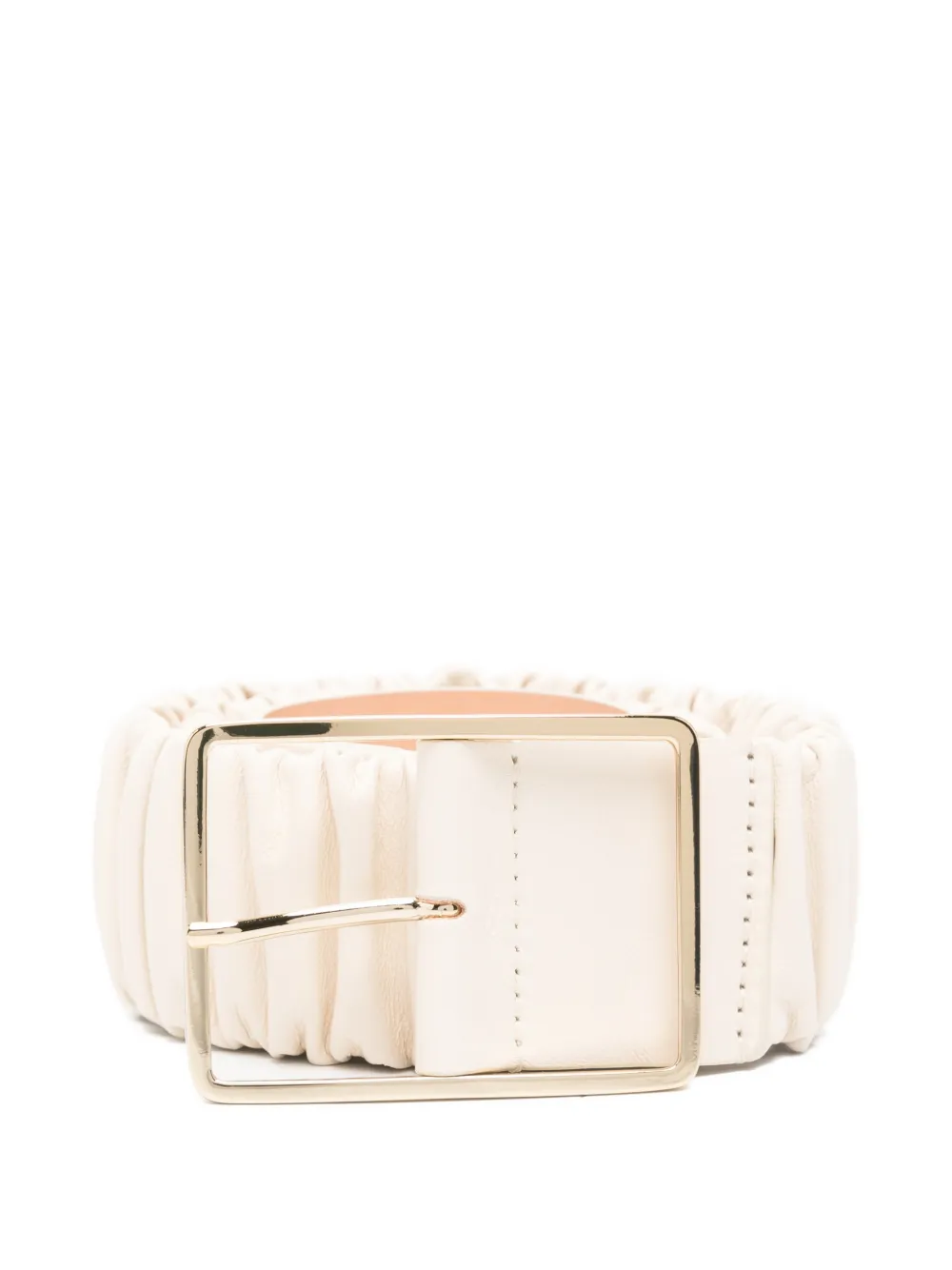 AGL Mabel ruched leather belt - Nude