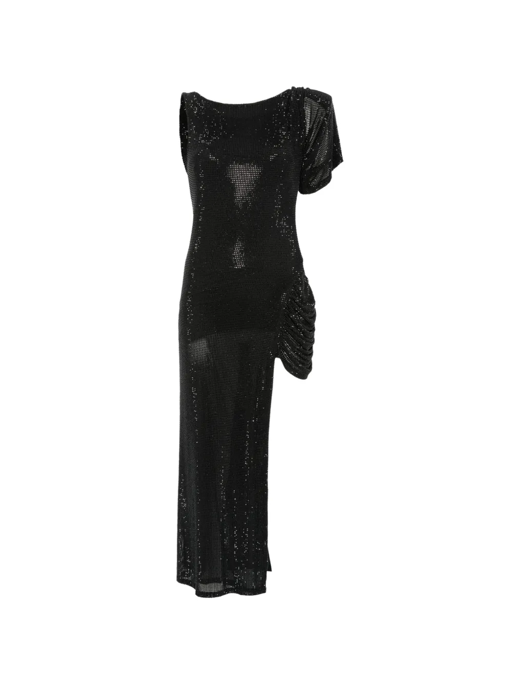 DUNESI one-shoulder embellished midi dress - Black