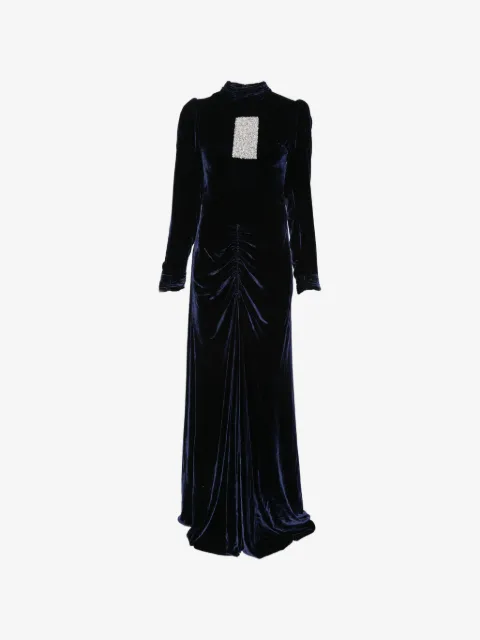 DUNESI vestido largo fruncido con detalles