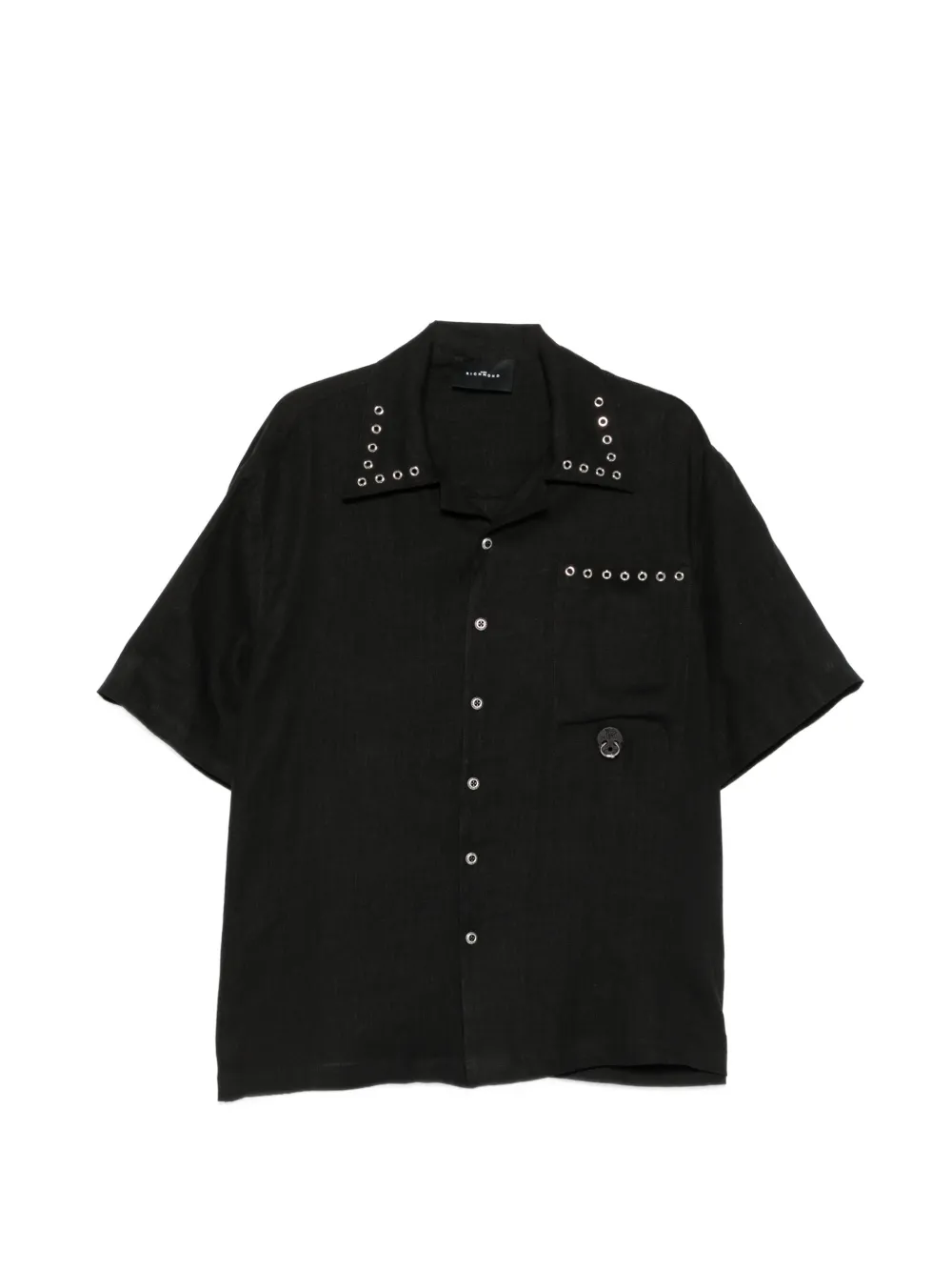 John Richmond eyelet-embellished short-sleeve shirt - Schwarz
