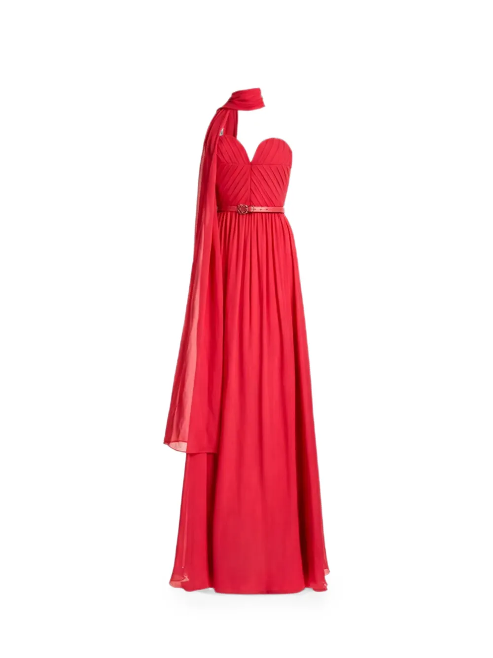 Elie Saab belted silk maxi dress Rood