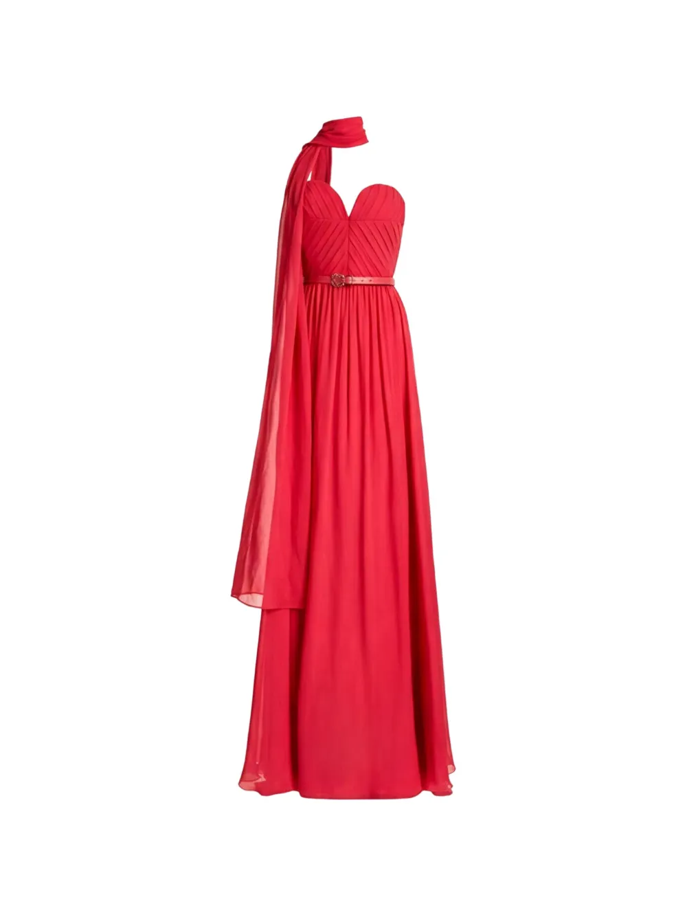 Elie Saab belted silk maxi dress - Red