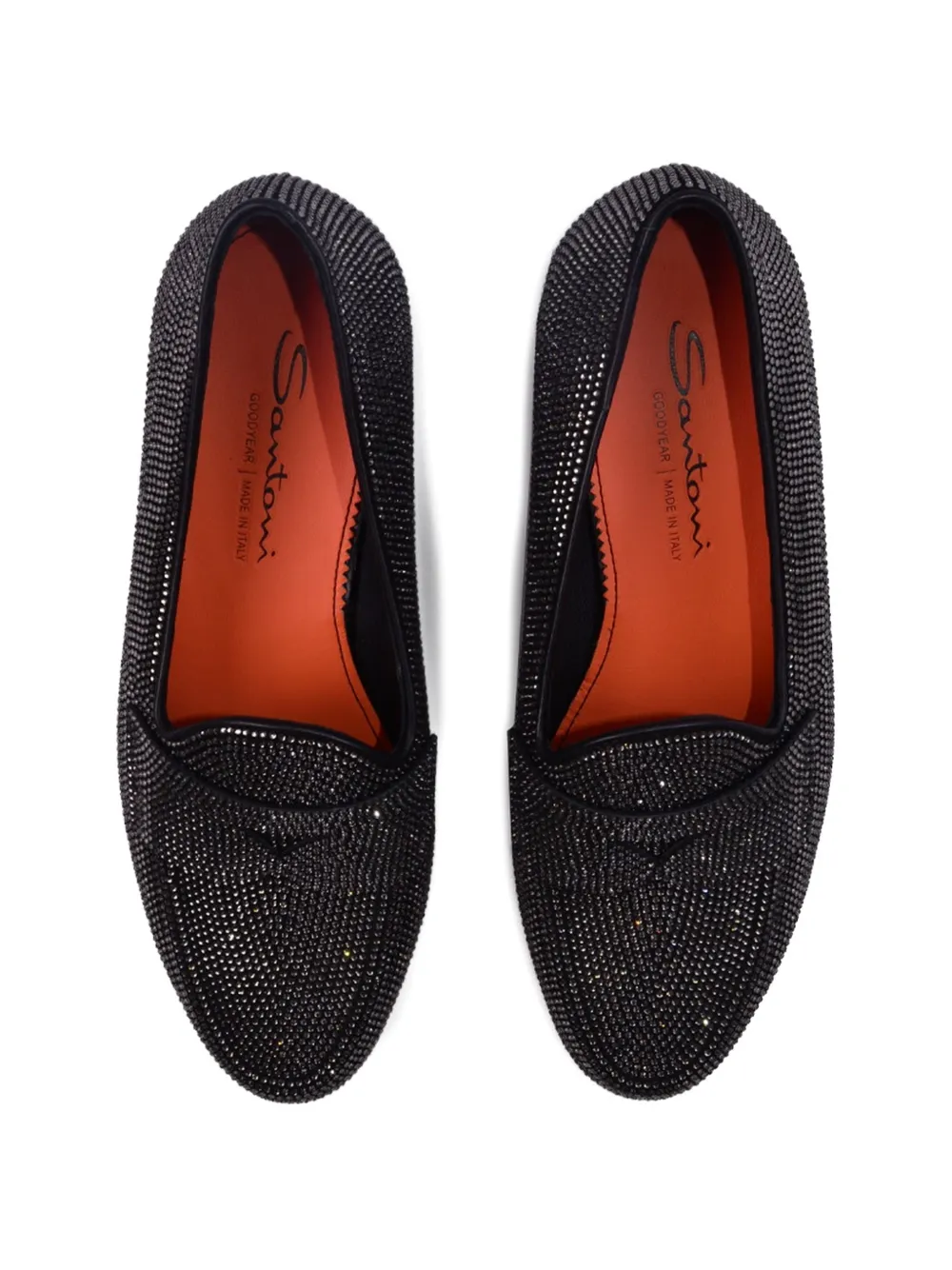Santoni stud-embellished leather loafers Zwart