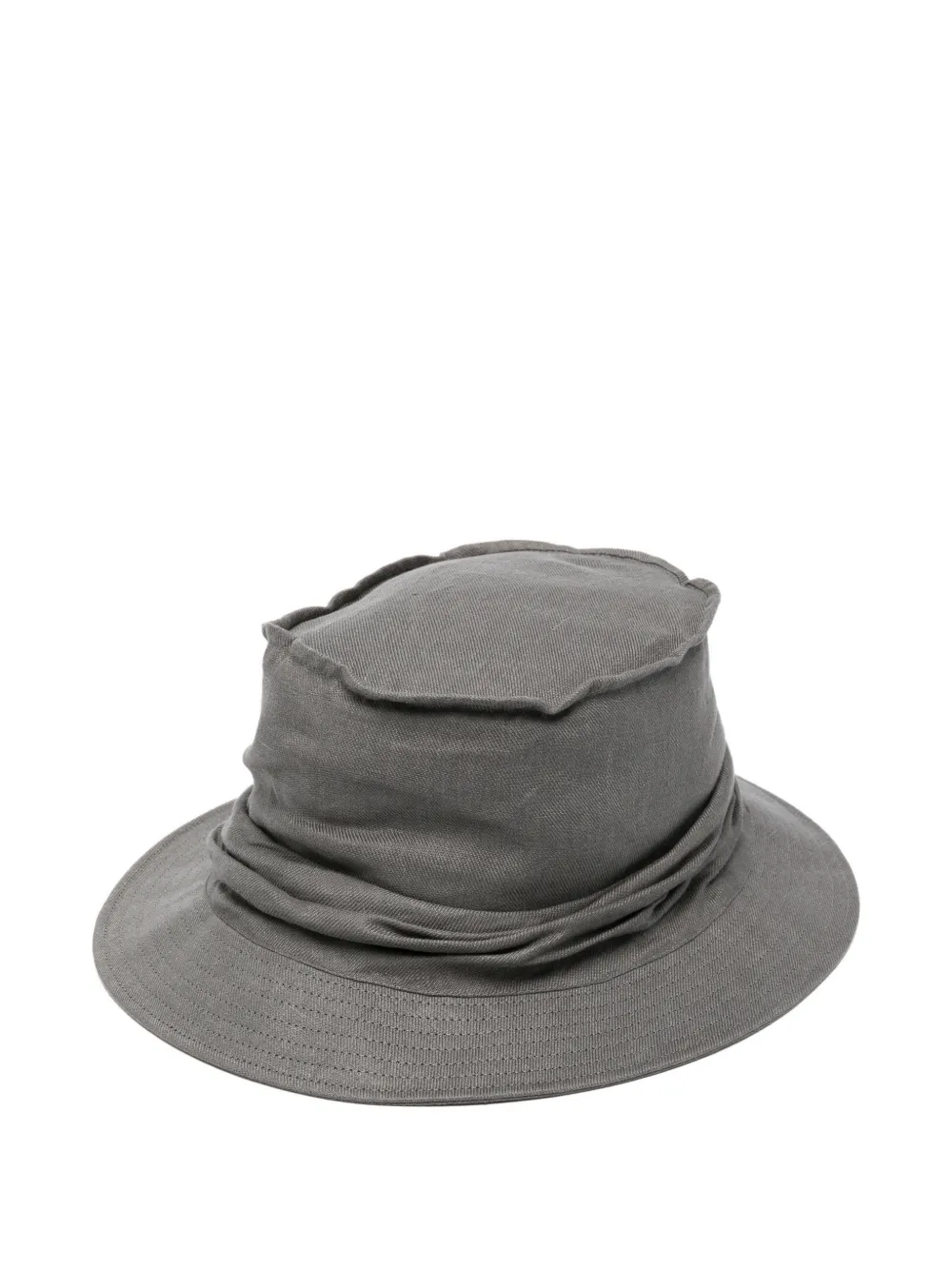 Yohji Yamamoto draped-detail bucket hat - Grigio