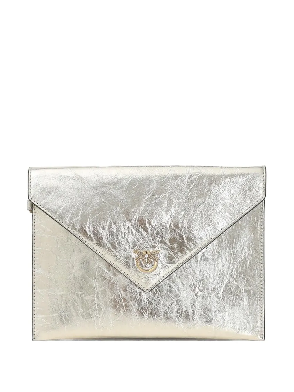 PINKO metallic-effect leather clutch bag - Oro