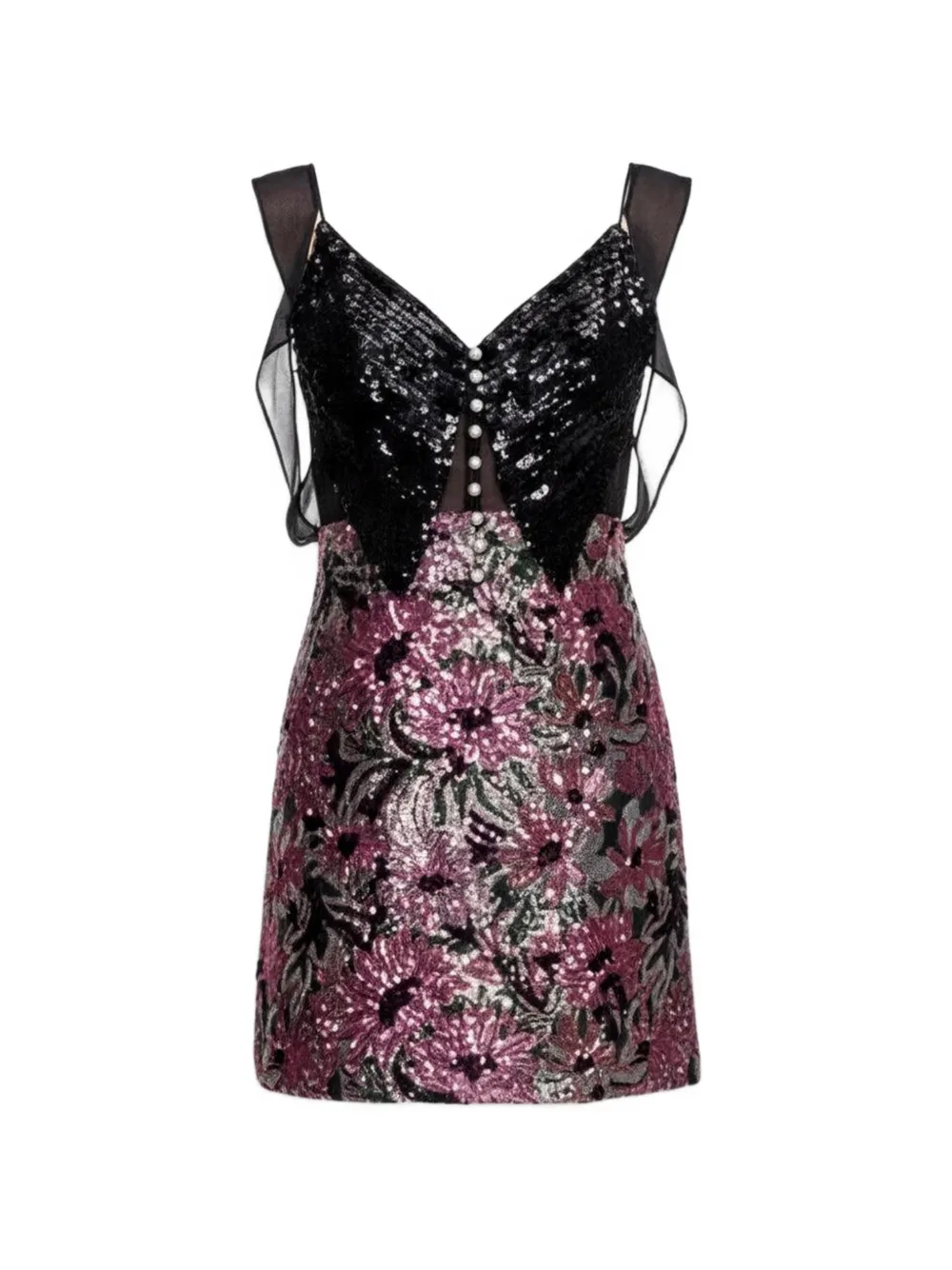 Self-Portrait sequin-embellished mini dress - Black