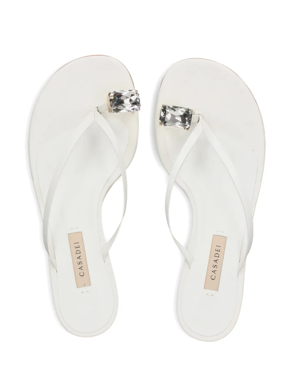 Casadei crystal-embellished leather sandals Wit