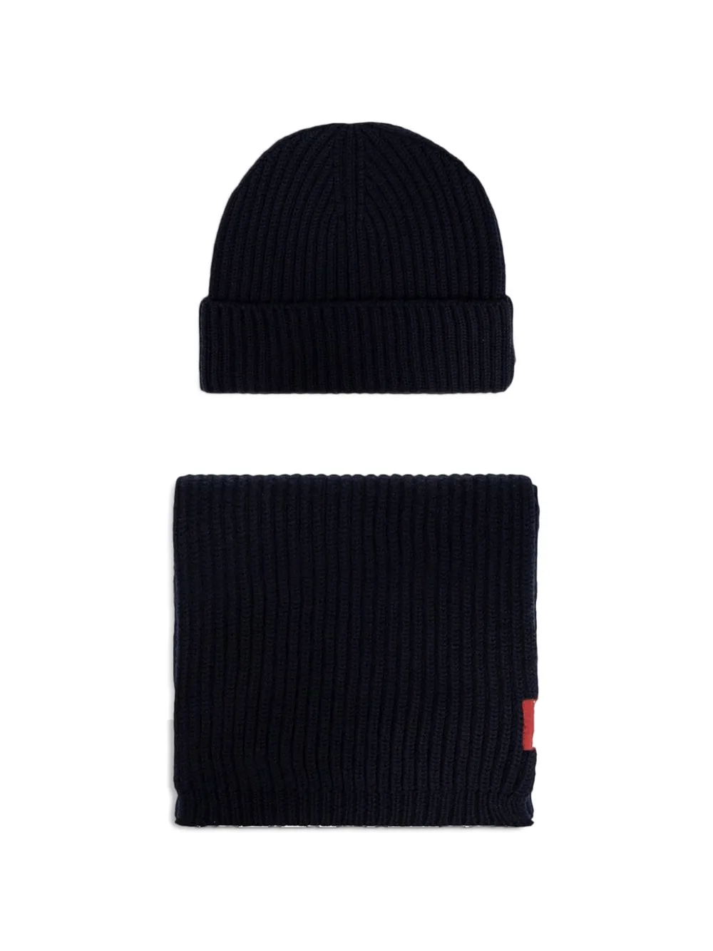DSQUARED2 ribbed-knit logo-plate scarf and hat set - Blu