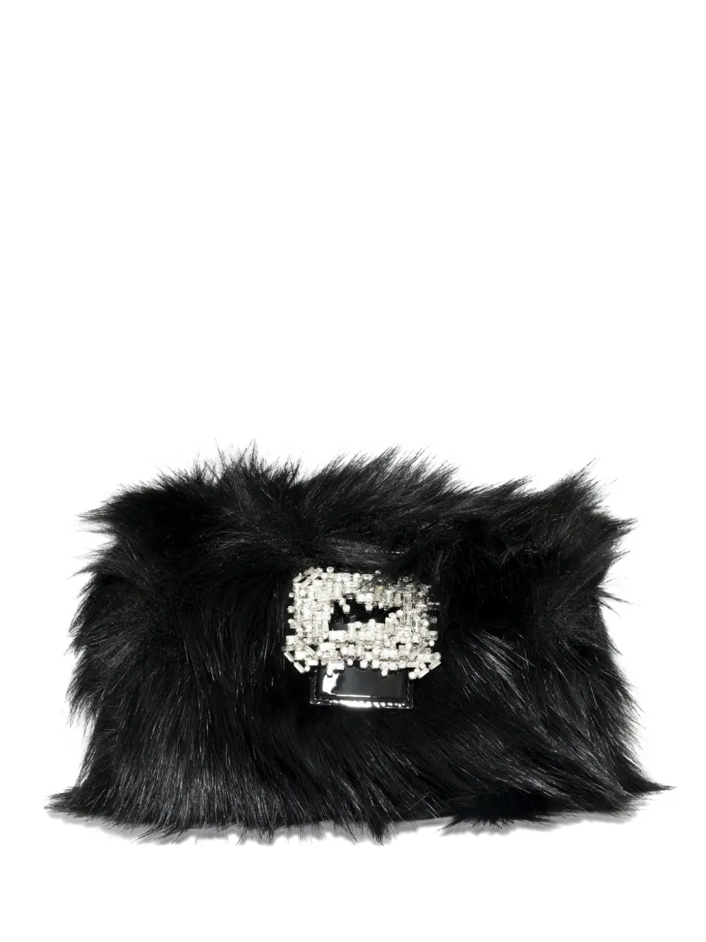 Gedebe crystal-embellished faux-fur clutch bag - Nero