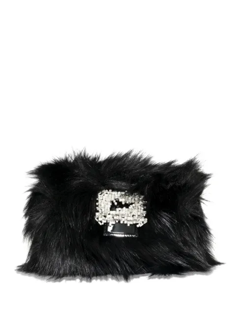 Gedebe crystal-embellished faux-fur clutch bag