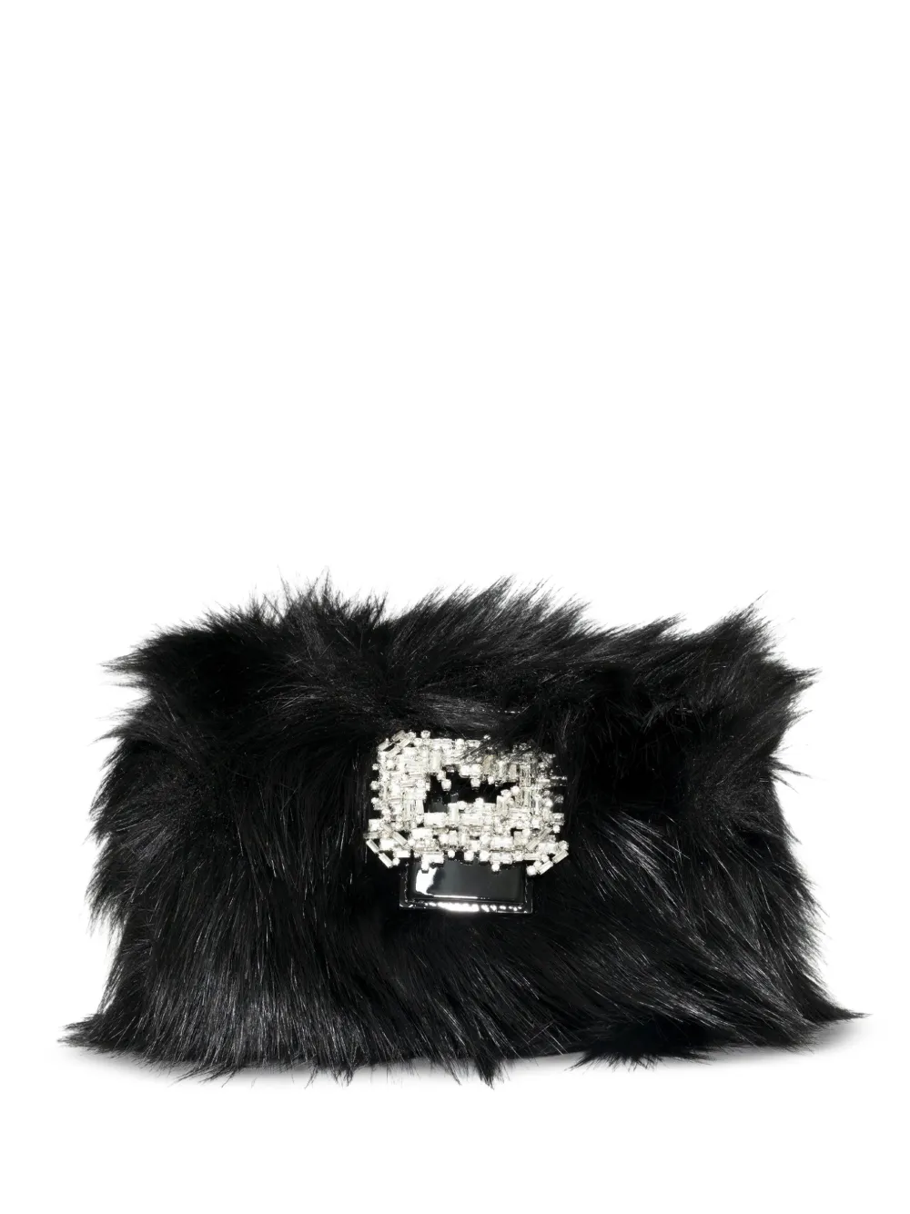 Gedebe crystal-embellished faux-fur clutch bag - Schwarz