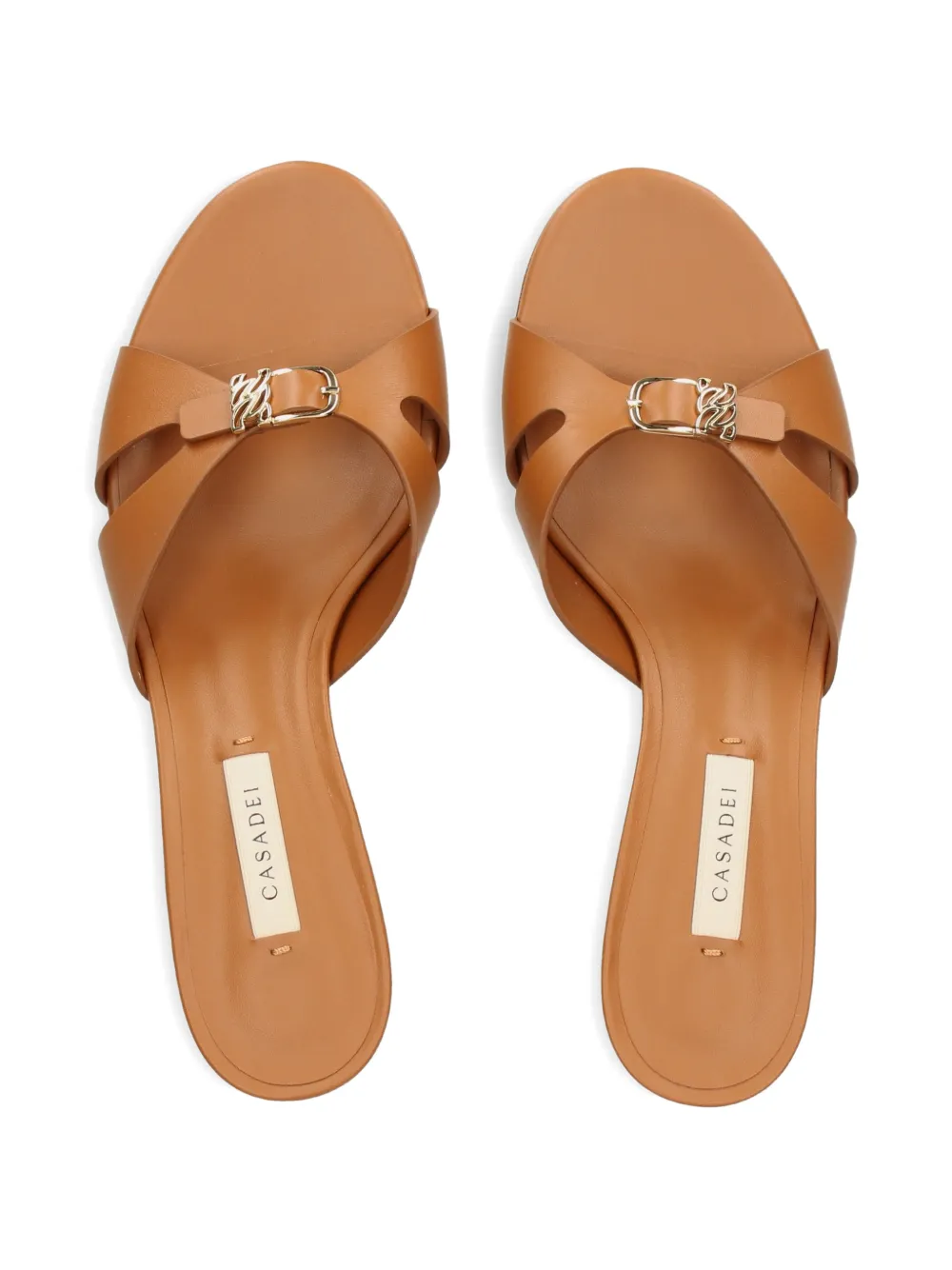 Casadei logo-plaque leather sandals Bruin