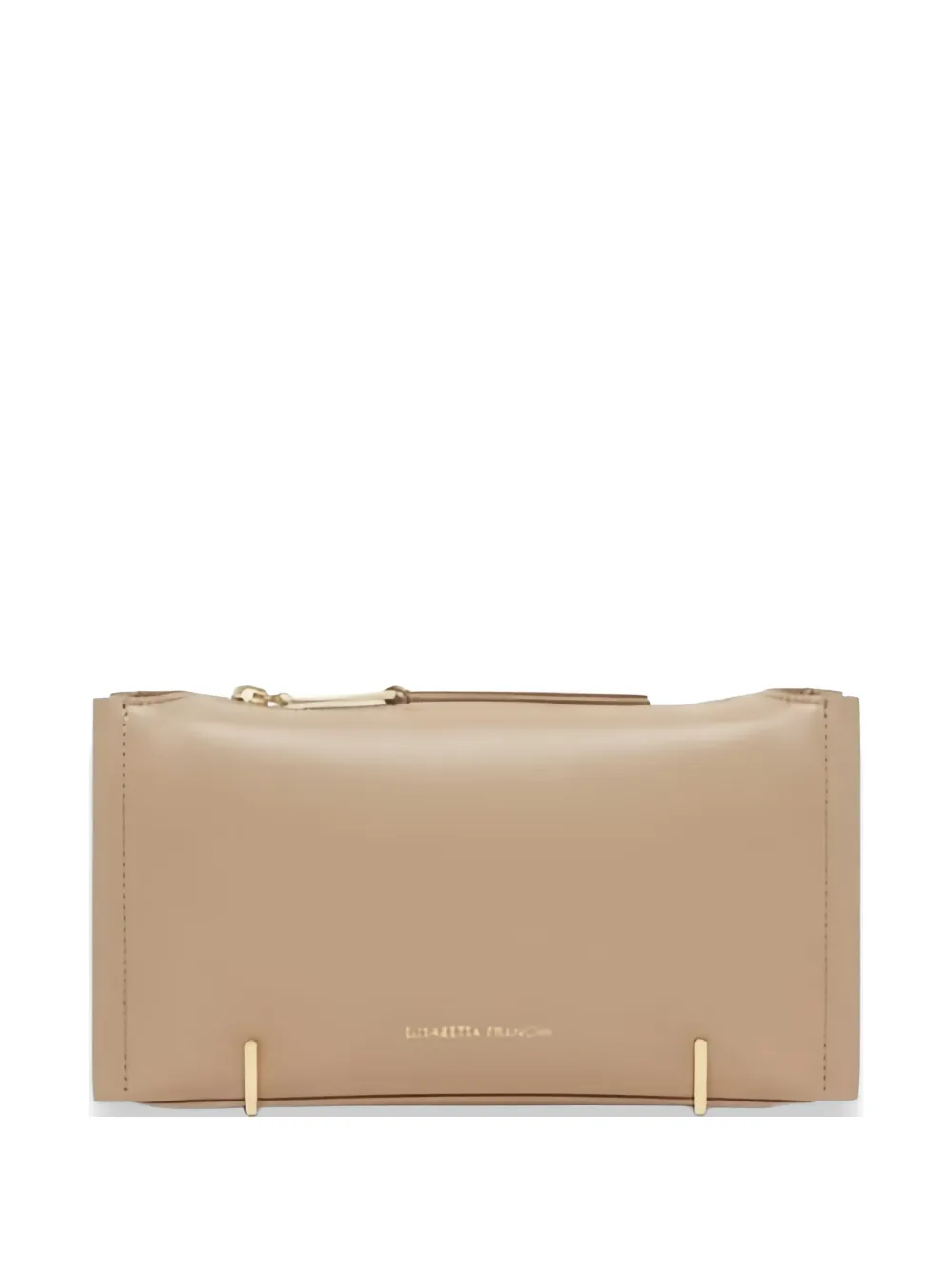 Elisabetta Franchi logo-stamp leather clutch bag - Toni neutri